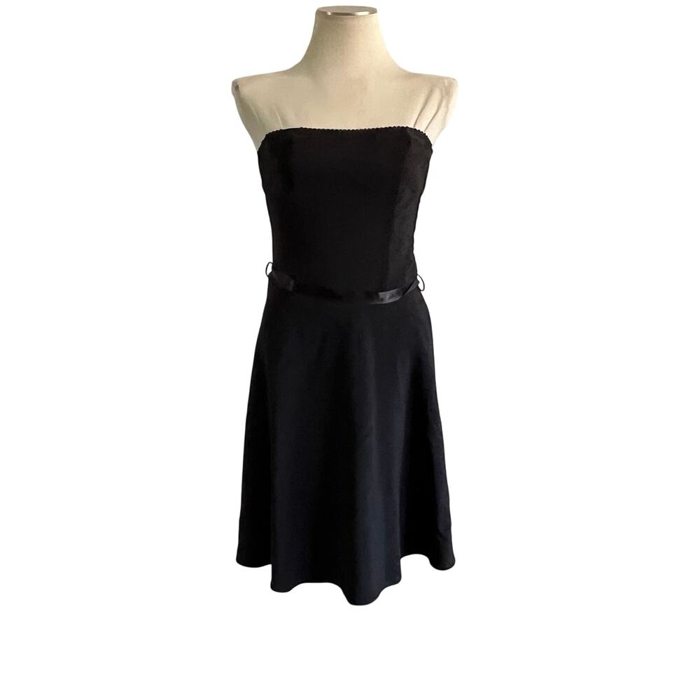 Vtg Y2K 2000s Strapless Black Belted Event Dress Sz S Whimsygoth Fairy Grunge